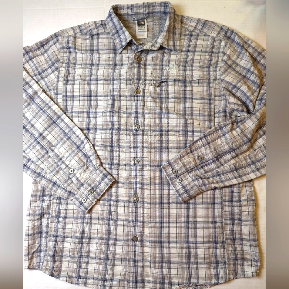 Men's North Face Vent Long Sleeve Button Up Fishing Hiking Wicking Shirt…